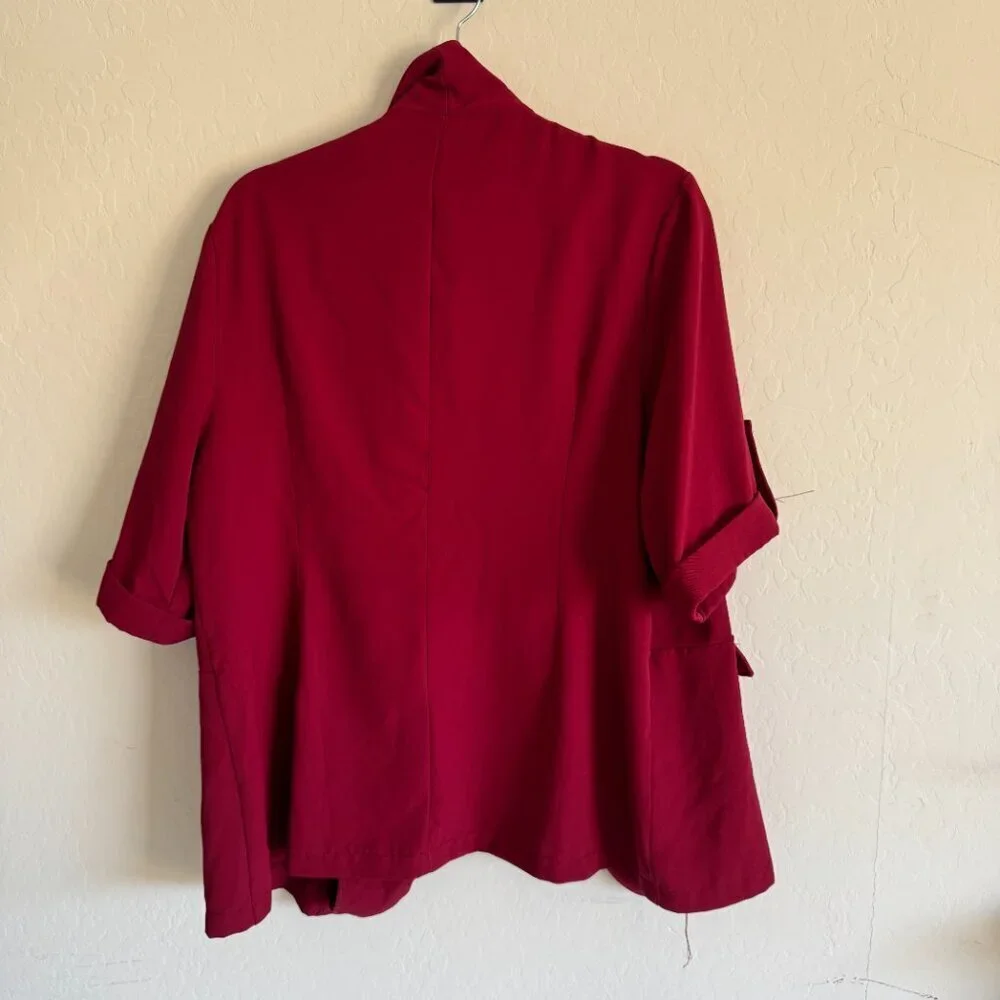 SHEIN Curve Red Open-Front Jacket | Rolled Sleeves | Size 1XL - Picture 2 of 4
